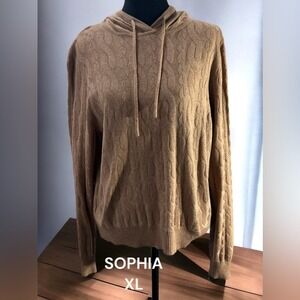 SOPHIA INTIMATES, XL, BEIGE, CABLE KNIT HOODIE.